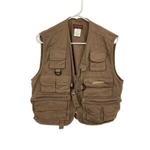 Pflueger Mens Outwear Fly Fishing Brown Vest with Pockets Size M